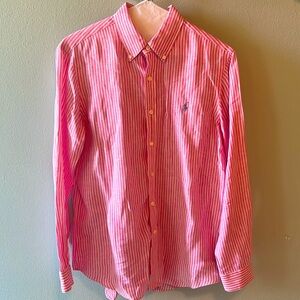 Polo Ralph Lauren Classic Fit Striped Linen Shirt, M